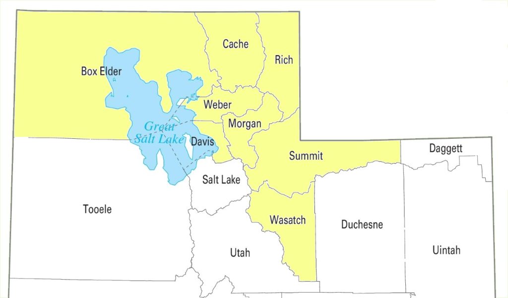 Reel Good Gutters service area map — Northern Utah counties